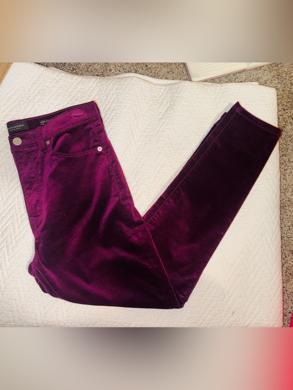 👑 NWOT Banana Republic Slim Corduroy Pants in Deep Plum Size 27P